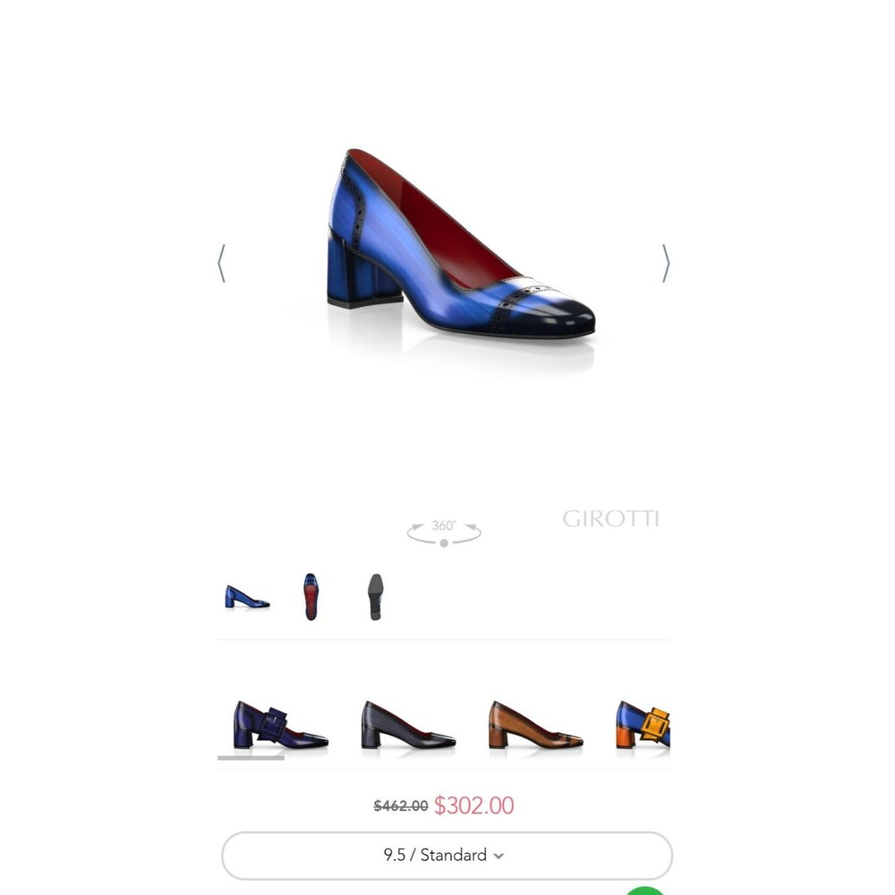Girotti Block Metallic Finish Leather Royal Blue Heels Women's Sz 9.5 Eu 40